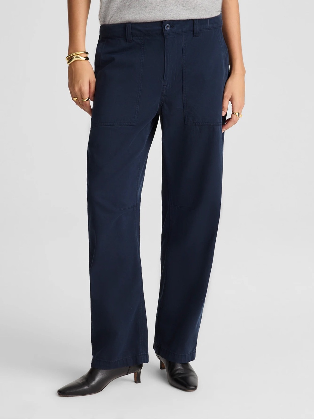 NWT Madewell Women’s Darted Barrel-Leg Pant Navy Wide Ankle Leg Size 33 (16)